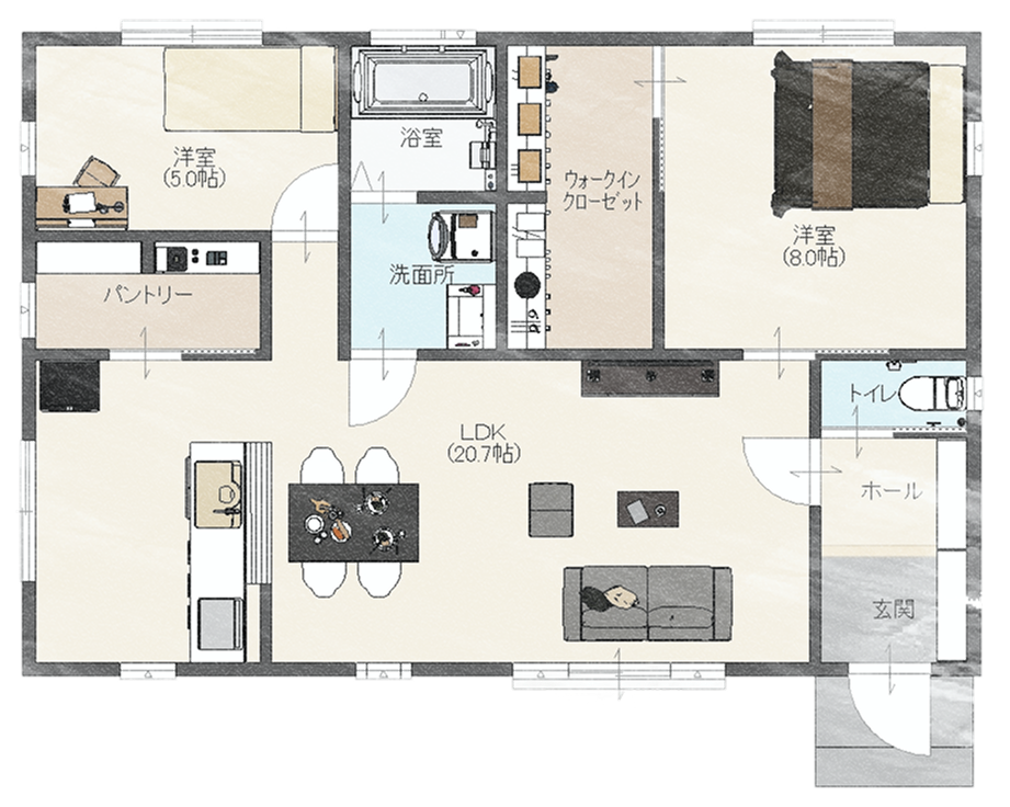 開放感たっぷりの平屋住宅