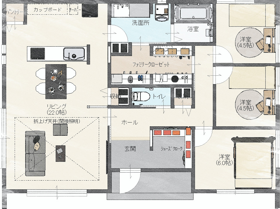 シンプルモダンの平屋住宅